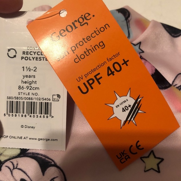 New 3 piece UPF 40t Mickey Mouse top, pants and hat by George 1 1/2 by 2 years. - Picture 6 of 11